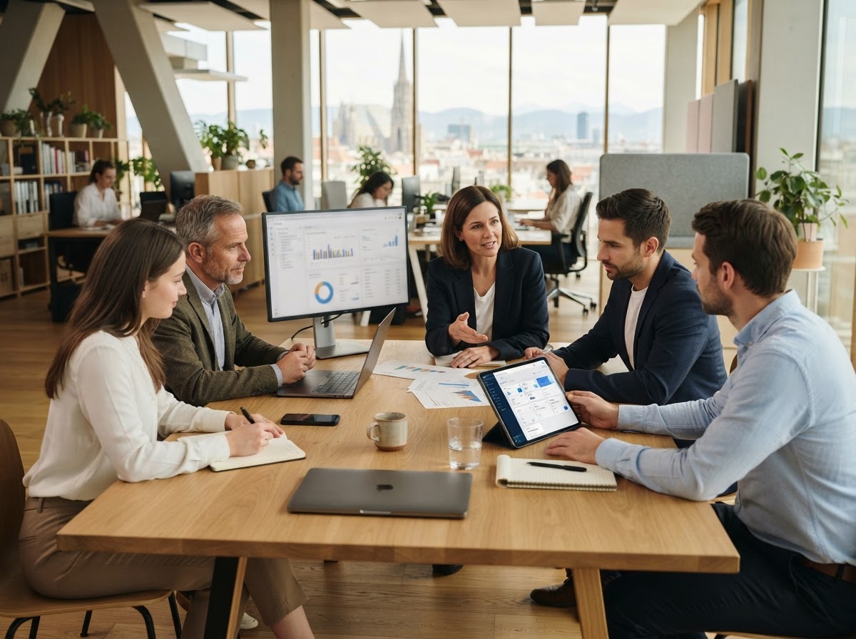 Alverikon Team bei der strategischen Analyse von Marktdaten